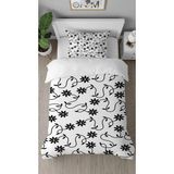 Greendecor Çiçekler Renkli Desenli Dijital Baskılı Özel Tasarımlı Çarşafsız Tek Kişilik Şık Nevresim Takımı - Siyah - 160 x 220 cm