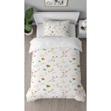 Greendecor Çiçekler Sade Beyaz Desenli Baskılı Özel Tasarımlı Çarşafsız Tek Kişilik Tarz Şık Nevresim Takımı - 160 x 220 cm