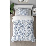 Greendecor Çiçekler Sade Beyaz Desenli Baskılı Özel Tasarımlı Çarşafsız Tek Kişilik Tarz Şık Nevresim Takımı - Turkuaz - 160 x 220 cm
