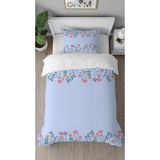 Greendecor Çiçekler Sade Mavi Mor Desenli Baskılı Özel Tasarımlı Çarşafsız Tek Kişilik Tarz Şık Nevresim Takımı - 160 x 220 cm