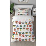 Greendecor Çiçekler Vazo Saksı Renkli Desenli Dijital Baskılı Tasarımlı Çarşafsız Tek Kişilik Nevresim Takımı - 160 x 220 cm