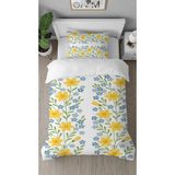Greendecor Çiçekler Yaprak Desenli Dijital Baskılı Özel Tasarım Çarşafsız Şık Tek Kişilik Nevresim Takımı - 160 x 220 cm