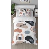Greendecor Çiçekler Yaprak Desenli Dijital Baskılı Özel Tasarım Çarşafsız Şık Tek Kişilik Nevresim Takımı - Kahverengi - 160 x 220 cm