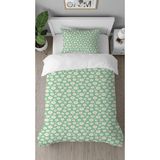 Greendecor Çiçekler Yaprak Desenli Dijital Baskılı Özel Tasarım Çarşafsız Şık Tek Kişilik Nevresim Takımı - Yeşil - 160 x 220 cm