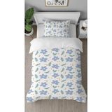 Greendecor Çiçekler Yaprak Papatya Desenli Baskılı Özel Tasarımlı Çarşafsız Tek Kişilik Sade Şık Nevresim Takım - Turkuaz - 160 x 220 cm