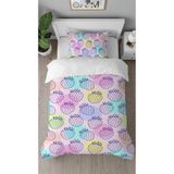 GREENDECOR Çilek Meyve Pembe Mor Desenli Baskılı Özel Tasarımlı Çarşafsız Renkli Tarz Şık Çocuk Nevresim Takım