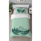 Greendecor Doğa Orman Çam Ağacı Desenli Baskılı Özel Tasarımlı Çarşafsız Tek Kişilik Tarz Şık Nevresim Takımı - 160 x 220 cm