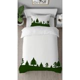 Greendecor Doğa Orman Çam Ağacı Desenli Baskılı Özel Tasarımlı Çarşafsız Tek Kişilik Tarz Şık Nevresim Takımı - Gri - 160 x 220 cm