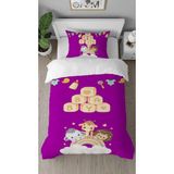Greendecor Fil Zürafa Aslan Desenli Dijital Baskılı Özel Tasarım Çarşafsız Tek Kişilik Nevresim Takımı - Kahverengi - 160 x 220 cm