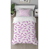 Greendecor Flamingo Pembe Desenli Dijital Baskılı Özel Tasarımlı Çarşafsız Tek Kişilik Nevresim Takımı - Mor - 160 x 220 cm
