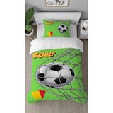 Greendecor Goal Futbol Top Kale Desenli Tasarımlı Dijital Baskılı Özel Tasarım Çarşafsız Çocuk Nevresim Takımı - Gri - 160 x 220 cm