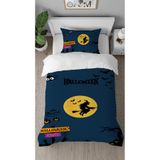 GREENDECOR Halloween Cadı Kabak Desenli Dijital Baskılı Özel Tasarım Çarşafsız Tek Kişilik Şık Nevresim Takımı