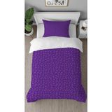 Greendecor Kalp Aşk Sevgi Mor Desenli Baskılı Özel Tasarımlı Çarşafsız Tek Kişilik Tarz Şık Nevresim Takımı - 160 x 220 cm