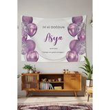 Greendecor Kişiye Özel Doğum Günü Duvar Örtüsü Iyi Ki Doğdun Happy Birthday Isim Yazılı Kumaş Doğum Günü Flaması - Mor - 140 x 200 cm
