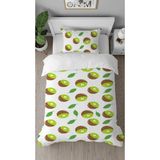 Greendecor Kivi Kivi Meyve Yeşil Desenli Baskılı Özel Tasarımlı Çarşafsız Tek Kişilik Modern Şık Nevresim Takım - Kahverengi - 160 x 220 cm