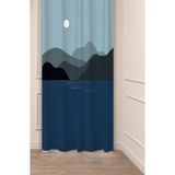 Greendecor Lacivert Deniz Ay Işığı Yakamoz Dağ Bohem Desenli Özel Tasarım Dijital Baskılı (Tek Kanat) Fon Perde - Krem - 135 x 260 cm