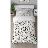 Greendecor Leopar Siyah Beyaz Desenli Baskılı Özel Tasarımlı Çarşafsız Tek Kişilik Tarz Şık Nevresim Takımı - Ekru - 160 x 220 cm