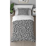 Greendecor Leopar Siyah Beyaz Desenli Baskılı Özel Tasarımlı Çarşafsız Tek Kişilik Tarz Şık Nevresim Takımı - Gri - 160 x 220 cm