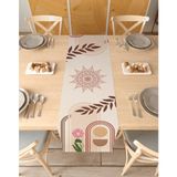 Greendecor Mandala Çiçek Desenli Şık Özel Tasarım Runner Dijital Baskılı Dekoratif Masa Örtüsü Ev Dekorasyonu - Bordo - 40 x 150 cm