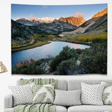 Greendecor Manzara Yayla Dağ Nehir Duvar Örtüsü Duvar Halısı Duvar Sanatı Duvar Dekorasyonu Dekoratif Tapestry - Haki - 95 x 70 cm