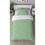 Greendecor Papatya Çiçek Deseneli Özel Tasarım Dijital Tasarımlı Baskılı Çarşafsız Tek Kişilik Nevresim Takımı - Haki - 160 x 220 cm