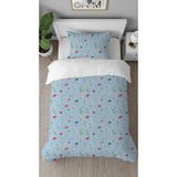 Greendecor Papatya Çiçek Deseneli Özel Tasarım Dijital Tasarımlı Baskılı Çarşafsız Tek Kişilik Nevresim Takımı - Mavi - 160 x 220 cm