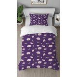 Greendecor Papatya Çiçek Desenli Baskılı Özel Tasarımlı Çarşafsız Tek Kişilik Tarz Şık Nevresim Takımı - Lacivert - 160 x 220 cm
