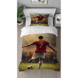 GREENDECOR Ronaldo Futbol Desenli Dijital Baskılı Özel Tasarım Çarşafsız Tek Kişilik Çocuk Nevresim Takımı