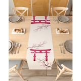 Greendecor Sakura Çiçek Desenli Özel Tasarım Runner Dijital Baskılı Dekoratif Masa Örtüsü Modern Ev Dekorasyonu - Pembe - 40 x 150 cm