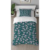 Greendecor Şanas Çiçeği Renkli Desenli Baskılı Özel Tasarım Çarşafsız Tek Kişilik Tarz Nevresim Takımı - Bej - 160 x 220 cm