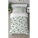 Greendecor Şans Çiçekleri Desenli Dijital Baskılı Özel Tasarımlı Çarşafsız Tek Kişilik Şık Nevresim Takımı - Haki - 160 x 220 cm