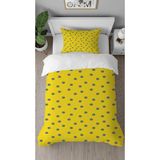 Greendecor Sarı Gri Nokta Desenli Baskılı Özel Tasarımlı Çarşafsız Tek Kişilik Şık Nevresim Takımı - 160 x 220 cm