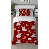 Greendecor Tatlı Tavşan Desenli Dijital Baskılı Özel Tasarımlı Çarşafsız Tek Kişilik Şık Nevresim Takımı - Kahverengi - 160 x 220 cm