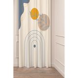 Greendecor Yaprak Bohem Mavi Soft Pastel Bej Krem Desenli Özel Tasarım Dijital Baskılı (Tek Kanat)Şık Fon Perde - Ekru - 135 x 260 cm