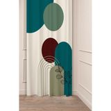 Greendecor Yaprak Bohem Minimalist Pastel Bej Krem Desenli Özel Tasarım Dijital Baskılı (Tek Kanat) Fon Perde - 135 x 270 cm