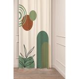 Greendecor Yaprak Bohem Minimalist Pastel Bej Krem Desenli Özel Tasarım Dijital Baskılı (Tek Kanat) Fon Perde - Kahverengi - 135 x 270 cm