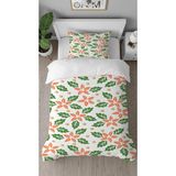 Greendecor Yapraklar Çiçek Bohem Desenli Baskılı Özel Tasarımlı Çarşafsız Tek Kişilik Tarz Şık Nevresim Takımı - Renkli - 160 x 220 cm