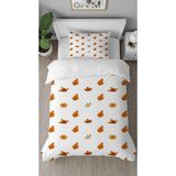 Greendecor Yapraklar Çiçek Sade Desenli Baskılı Özel Tasarımlı Çarşafsız Tek Kişilik Tarz Şık Nevresim Takımı - Mor - 160 x 220 cm