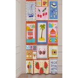 GREENDECOR Yaz Plaj Flamingo Palmiye Limon Karpuz Güneş Meyve Hello Summer Desenli Renkli Dijital Baskılı Fon Perde