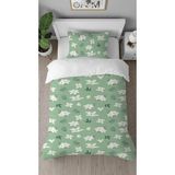 Greendecor Zambak Çiçek Deseneli Özel Tasarım Dijital Tasarımlı Baskılı Çarşafsız Tek Kişilik Nevresim Takımı - Yeşil - 160 x 220 cm