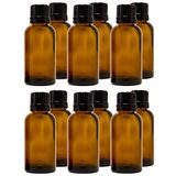 GreenHealth 30 ml (1 oz) Amber Cam Şişe Euro Damlalıklı (12 Paket)