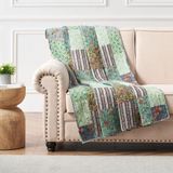Greenland Home Jasmin Boho Tarzı Ters Çevrilebilir Örtü Yorganı, 127x152 cm, Yeşim Taşı