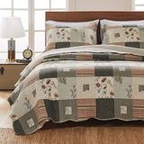 Greenland Home Sedona%100 Pamuklu Yorgan Takımı, Tam/Kraliçe (3 Parça), Gri