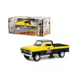 Greenlight 1970 Ford F-100 Pickup Truck Black and Yellow with Bed Cover Armor AllRunning on Empty Series 5 1/24 Diecast Model Araba