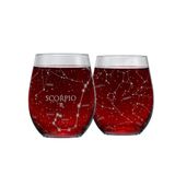 Greenline Goods Akrep Sapsız Şarap Kadehleri Burç Akrep Seti Elle Oyulmuş 425 ml (2'li Set) - Astroloji İşareti Züccaciye