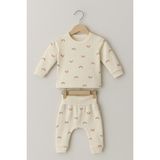 Greenmoon %100 Pamuk Bebek Pijama Takımı - 001-Krem - 12 - 18 Ay