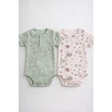 Greenmoon %100 Pamuk2'li Bebek Zıbın Seti - Pembe - Yeşil - 3 - 6 Ay