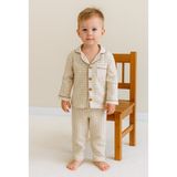 Greenmoon Çift Kat Organik Müslin Çocuk Pijama Takımı - Kahverengi - 4 - 5 Yaş