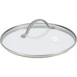 Greenpan 26 cm Evrensel Temperli Cam Kapak | Cam ve Paslanmaz Çelik Sap | 26 cm Tencere ve Tavalarla Uyumlu, Fırında 220°C’YE Kadar