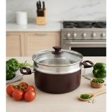 Greenpan Cambridge Red 24 cm Tencere + 24 cm Paslanmaz Çelik Süzgeç / Buharda Pişirici - Kırmızı